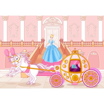 Disney hercegnő hintóval, pink és lila színvilágú óriásposzter, vlies 368x254