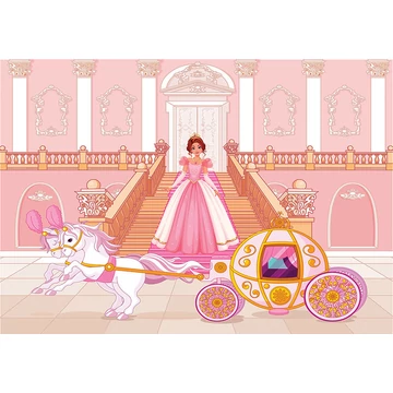 Disney hercegnő hintóval, pink színvilágú óriásposzter, vlies 368x254