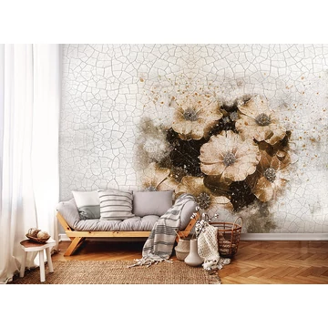 Stílusos, vintage hatású virág mintás fali poszter, vlies, 368x254cm