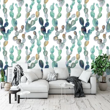 Zöld kaktuszmintás fali poszter, vlies 368x254