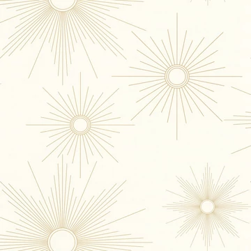 Különleges nap formájú design, fehér-rosegold tapéta