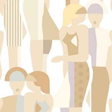 50's 60's éveket idéző, bézs árnyalatú kifinomult tapéta, fehér háttérrel