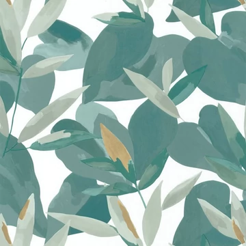 Gouache festéssel készült szirmok, tündöklő menta színű tapéta