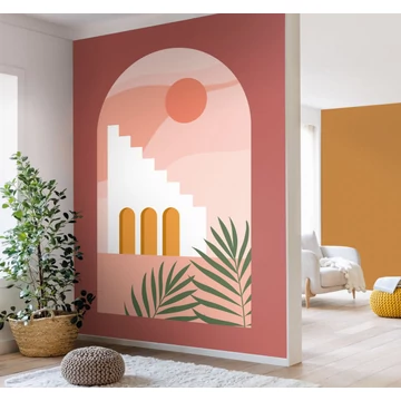 Mediterrán napfelkelte, illusztrált stílusú, különleges modern fali poszter