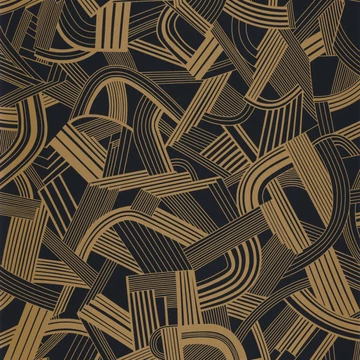 Dombornyomott, jazz zenei stílusú, fekete-arany színű tapéta