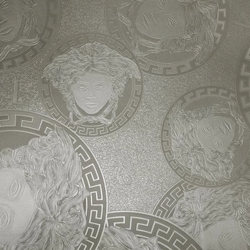 Versace, klasszikus márkajelzéssel ellátott exkluzív, ezüst színű tapéta