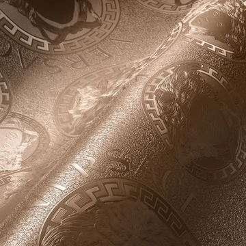Versace, klasszikus márkajelzéssel ellátott exkluzív, rózsa-arany színű tapéta