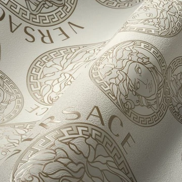 Versace, impozáns logóval ellátott tapéta, arany változatban
