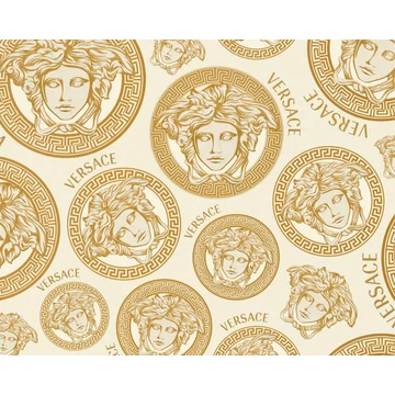 Versace, előkelő tapéta, ismétlődő motívummal, arany színben