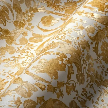 Versace, elbűvölő virágmintával rendelkező tapéta, finom textúrával, arany színű dizájnban