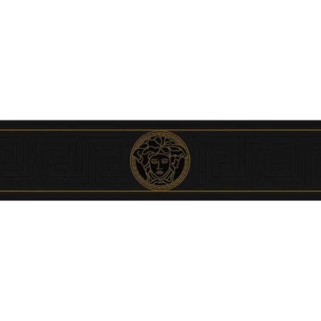 Versace, ikonikus szimbólumú dekorcsík, arany-fekete kivitelezésben