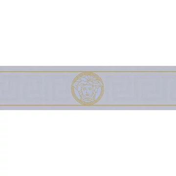 Versace, ikonikus szimbólumú dekorcsík, szürke-arany kivitelezésben