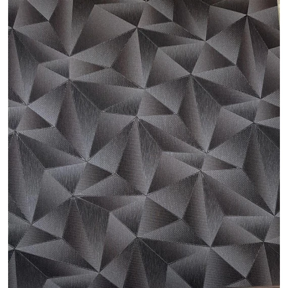 3D hatású, geometriai mintás, fekete-antracit színű, csillámos tapéta